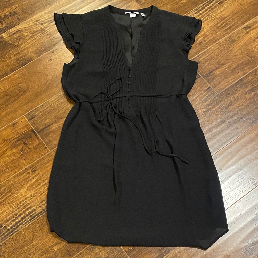 H&M Black Mini Dress with Ruffle Sleeves